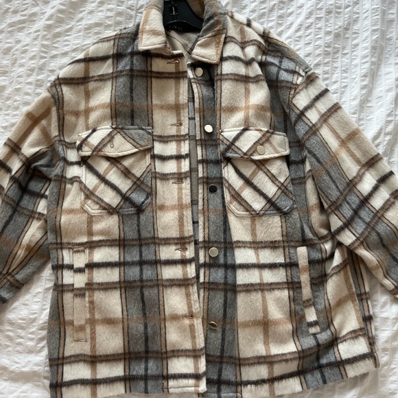 Zara Neutral Plaid Jacket - Picture 1 of 7